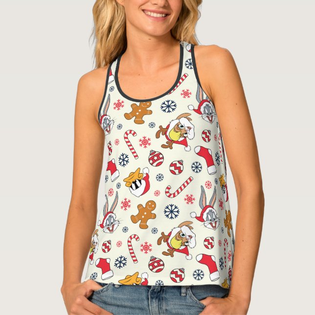 BUGS BUNNY™, DAFFY DUCK™ & Lola Christmas Pattern Tank Top (Front)