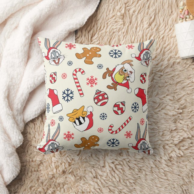 BUGS BUNNY™, DAFFY DUCK™ & Lola Christmas Pattern Throw Pillow (Blanket)