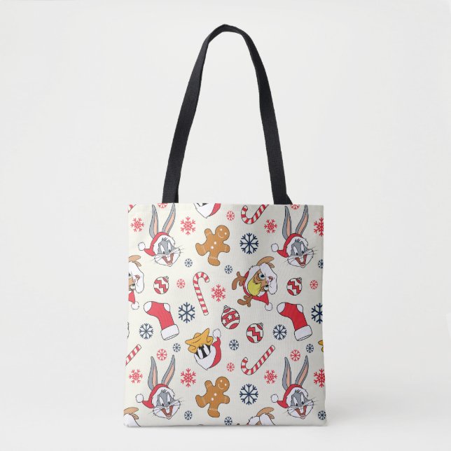 BUGS BUNNY™, DAFFY DUCK™ & Lola Christmas Pattern Tote Bag (Front)
