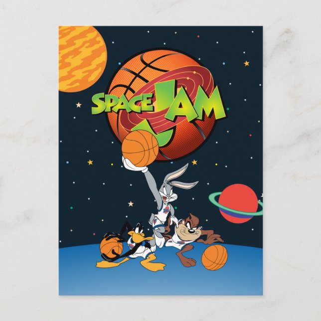 BUGS BUNNY™, DAFFY DUCK™, & TAZ™ SPACE JAM™ Logo Invitation Postcard (Front)