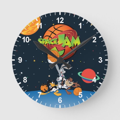 BUGS BUNNY DAFFY DUCK  TAZ SPACE JAM Logo Round Clock