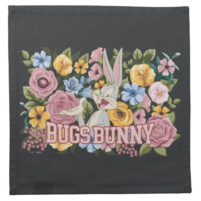 BUGS BUNNY™ Floral Embroidery Graphic Cloth Napkin (Front)