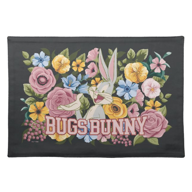 BUGS BUNNY™ Floral Embroidery Graphic Cloth Placemat (Front)