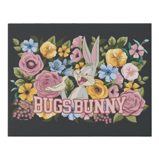 BUGS BUNNY™ Floral Embroidery Graphic Faux Canvas Print (Front)