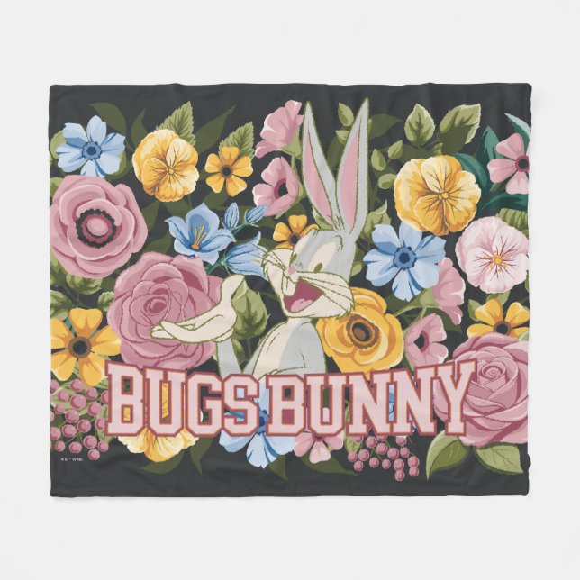 BUGS BUNNY™ Floral Embroidery Graphic Fleece Blanket (Front (Horizontal))