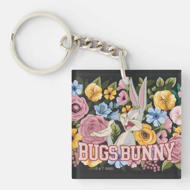 BUGS BUNNY™ Floral Embroidery Graphic Keychain (Front)