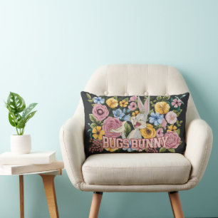 BUGS BUNNY™ Floral Embroidery Graphic Lumbar Pillow