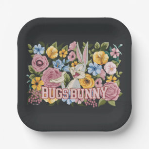BUGS BUNNY™ Floral Embroidery Graphic Paper Plates