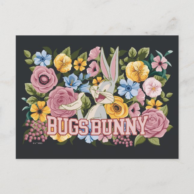 BUGS BUNNY™ Floral Embroidery Graphic Postcard (Front)