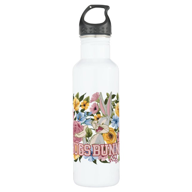 BUGS BUNNY™ Floral Embroidery Graphic Stainless Steel Water Bottle (Front)