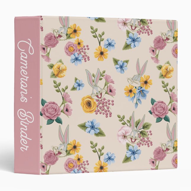 BUGS BUNNY™ Floral Embroidery Pattern 3 Ring Binder (Front/Spine)