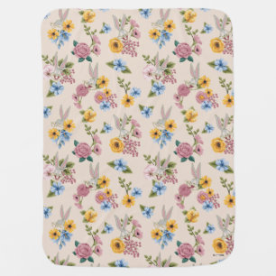 BUGS BUNNY™ Floral Embroidery Pattern Baby Blanket