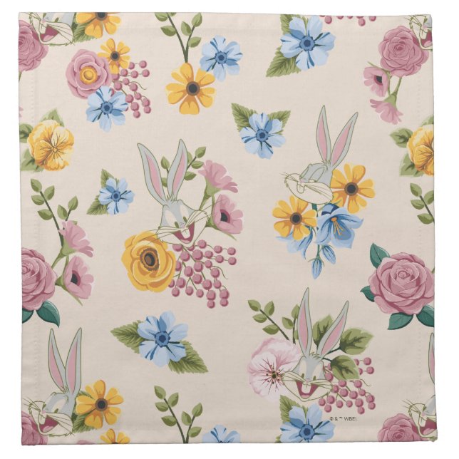 BUGS BUNNY™ Floral Embroidery Pattern Cloth Napkin (Front)