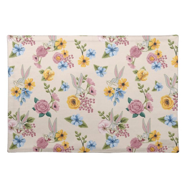 BUGS BUNNY™ Floral Embroidery Pattern Cloth Placemat (Front)