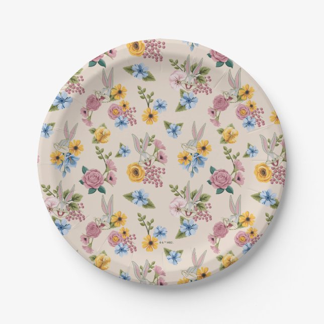 BUGS BUNNY™ Floral Embroidery Pattern Paper Plates (Front)