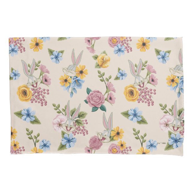 BUGS BUNNY™ Floral Embroidery Pattern Pillow Case (Front)