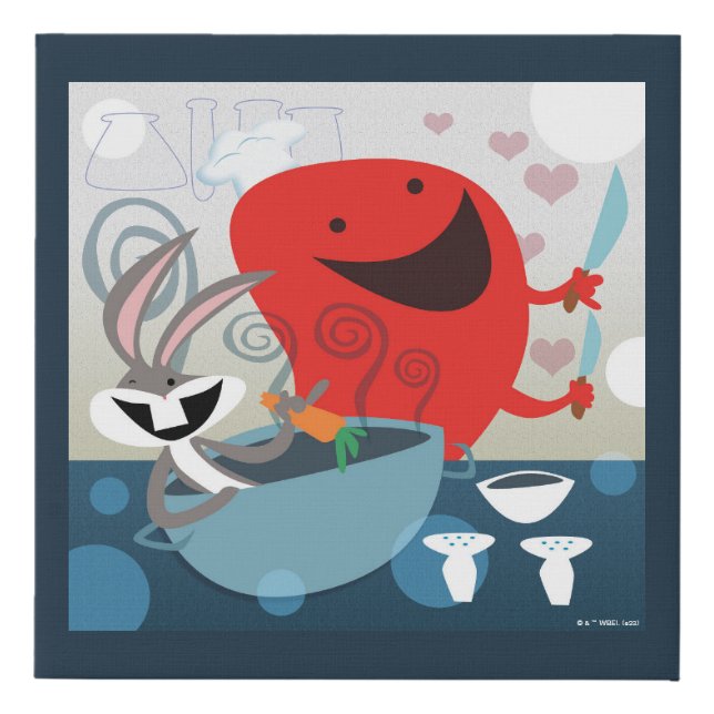 BUGS BUNNY™ & Gossamer Whimsical Meal Prep Faux Canvas Print (Front)