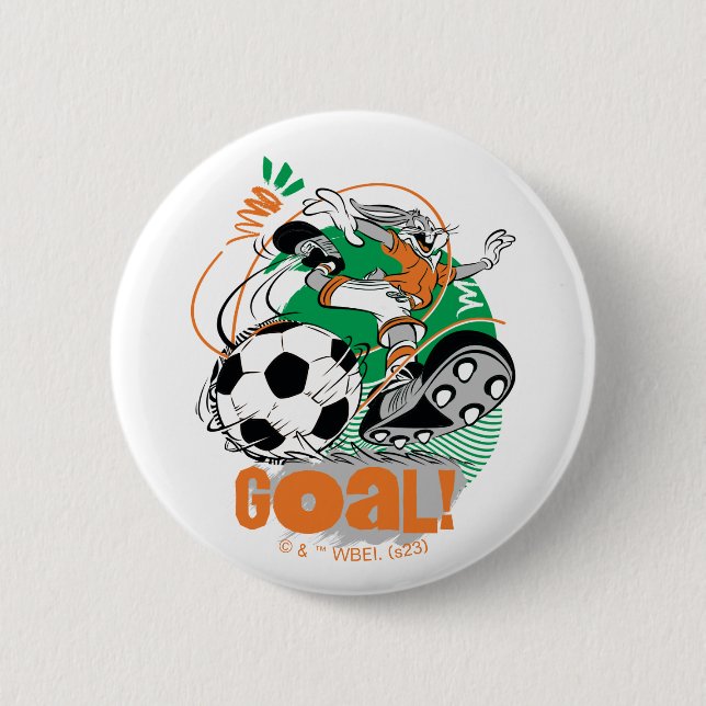BUGS BUNNY™ Kicking Soccer Goal Button (Front)