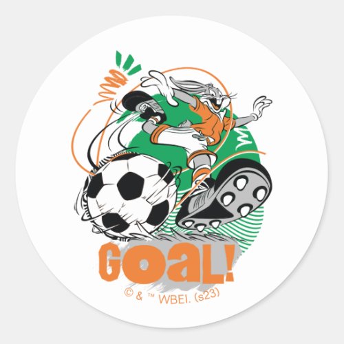 BUGS BUNNY Kicking Soccer Goal Classic Round Sticker