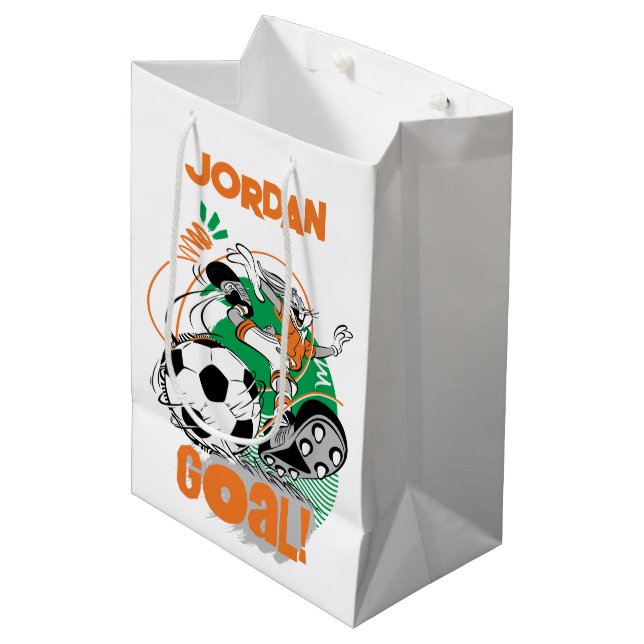 BUGS BUNNY™ Kicking Soccer Goal Medium Gift Bag (Front Angled)