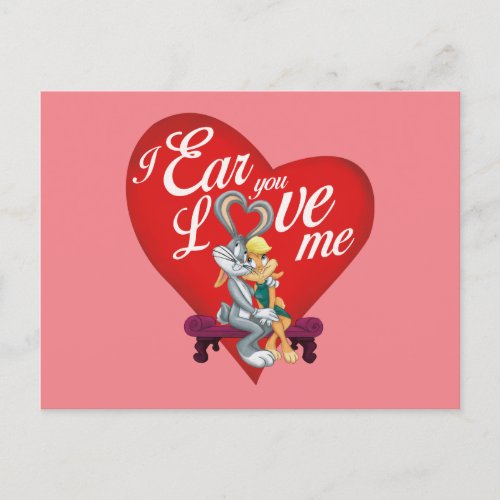 BUGS BUNNY  Lola Bunny _ I Ear You Love Me Holiday Postcard