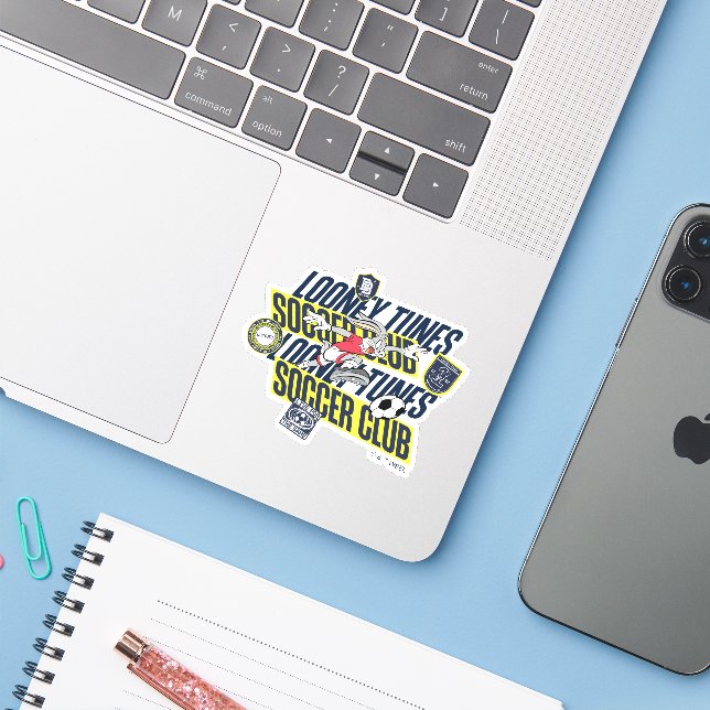 BUGS BUNNY™ LOONEY TUNES™ Soccer Club Sticker (Laptop w/ iPhone)