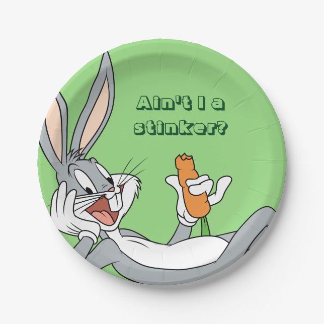 BUGS BUNNY™ Lying Down Eating Carrot Paper Plates (Front)