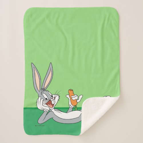 BUGS BUNNY Lying Down Eating Carrot Sherpa Blanket