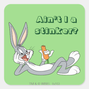 BUGS BUNNY™ Lying Down Eating Carrot Square Sticker