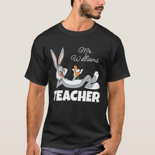 BUGS BUNNY Lying Down Eating Carrot Teacher T_Shirt