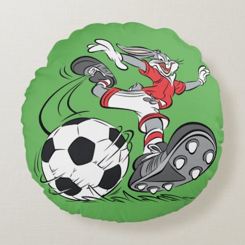 BUGS BUNNY Playing Soccer Round Pillow