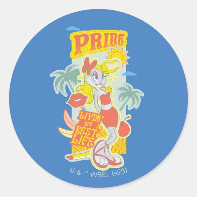 BUGS BUNNY™ Pride - Livin' My Best Life Classic Round Sticker (Front)