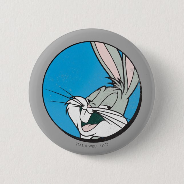 BUGS BUNNY™ Retro Blue Patch Pinback Button (Front)