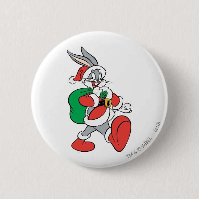BUGS BUNNY™ Santa Pinback Button (Front)