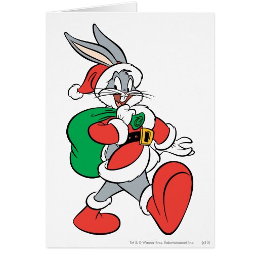 BUGS BUNNY™ Santa walking happily Card | Zazzle