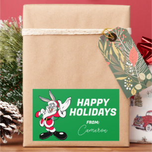 BUGS BUNNY™ Santa Waving Happy Holidays Rectangular Sticker
