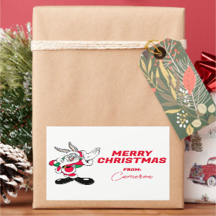 BUGS BUNNY™ Santa Waving Happy Holidays Rectangular Sticker