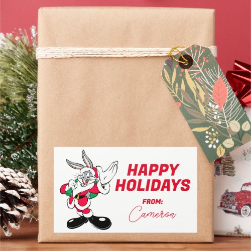 BUGS BUNNYâ Santa Waving  Happy Holidays Rectangular Sticker