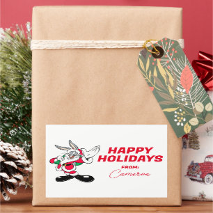 BUGS BUNNY™ Santa Waving Happy Holidays Rectangular Sticker
