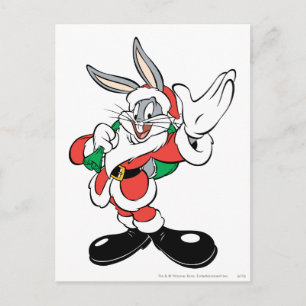 BUGS BUNNY™ Santa Waving Holiday Postcard