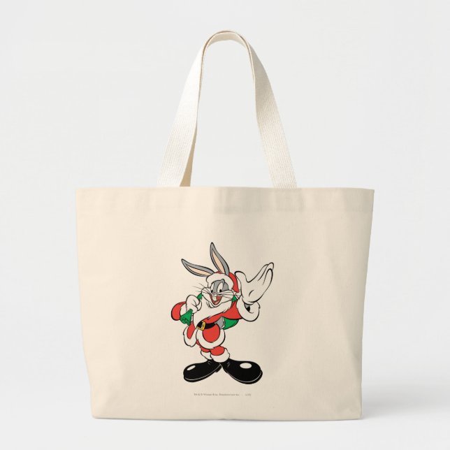 BUGS BUNNY™ Santa Waving Large Tote Bag (Front)