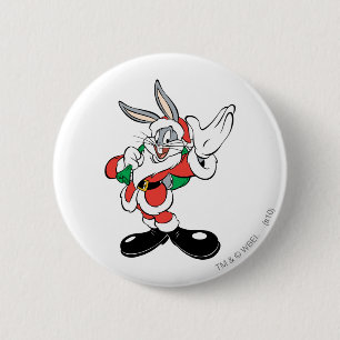 BUGS BUNNY™ Santa Waving Pinback Button