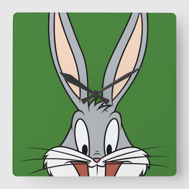 BUGS BUNNY™ Smiling Face Square Wall Clock (Front)