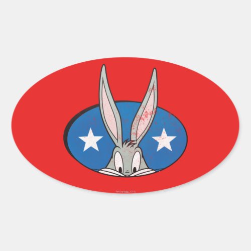 BUGS BUNNY Stars Badge Oval Sticker