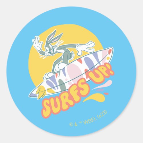 BUGS BUNNYâ _ Surfs Up Classic Round Sticker