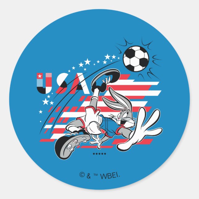 BUGS BUNNY™ Team USA Soccer Graphic Classic Round Sticker (Front)