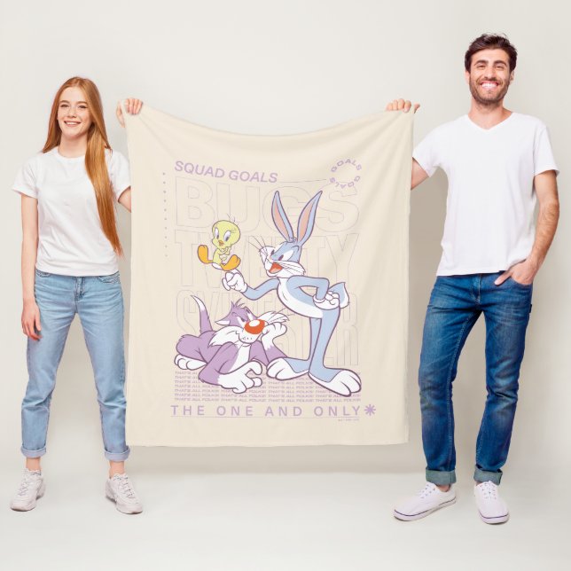 BUGS BUNNY™, TWEETY™, SYLVESTER™ Squad Goals Fleece Blanket (In Situ)