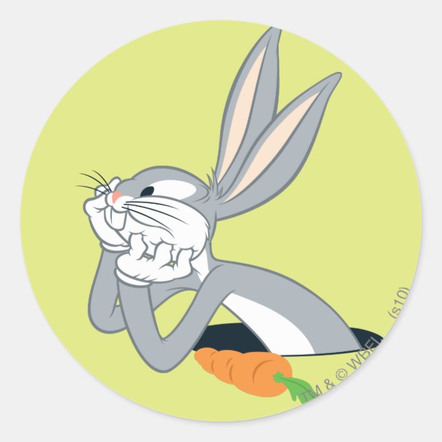BUGS BUNNY™ with Carrot Classic Round Sticker (Front)