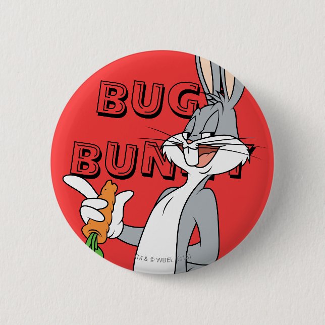 BUGS BUNNY™ With Carrot Pinback Button (Front)
