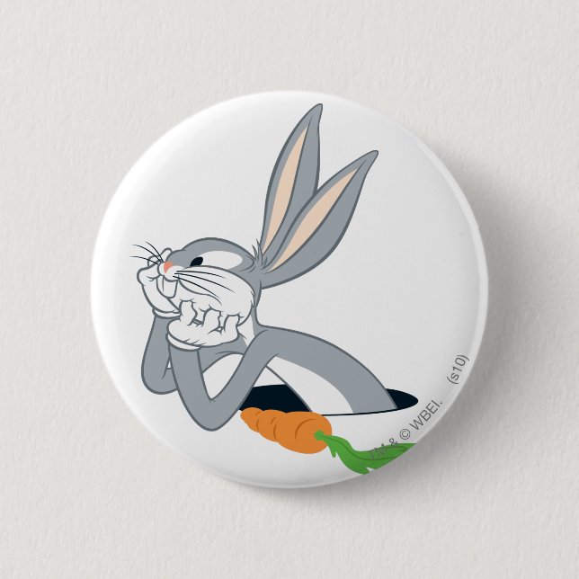 BUGS BUNNY™ with Carrot Pinback Button (Front)